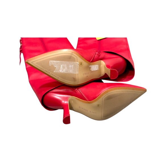 Gianni Bini Red Fold-Over Knee-High Heeled Boots Women 6M Leather NWOB - Picture 3 of 13